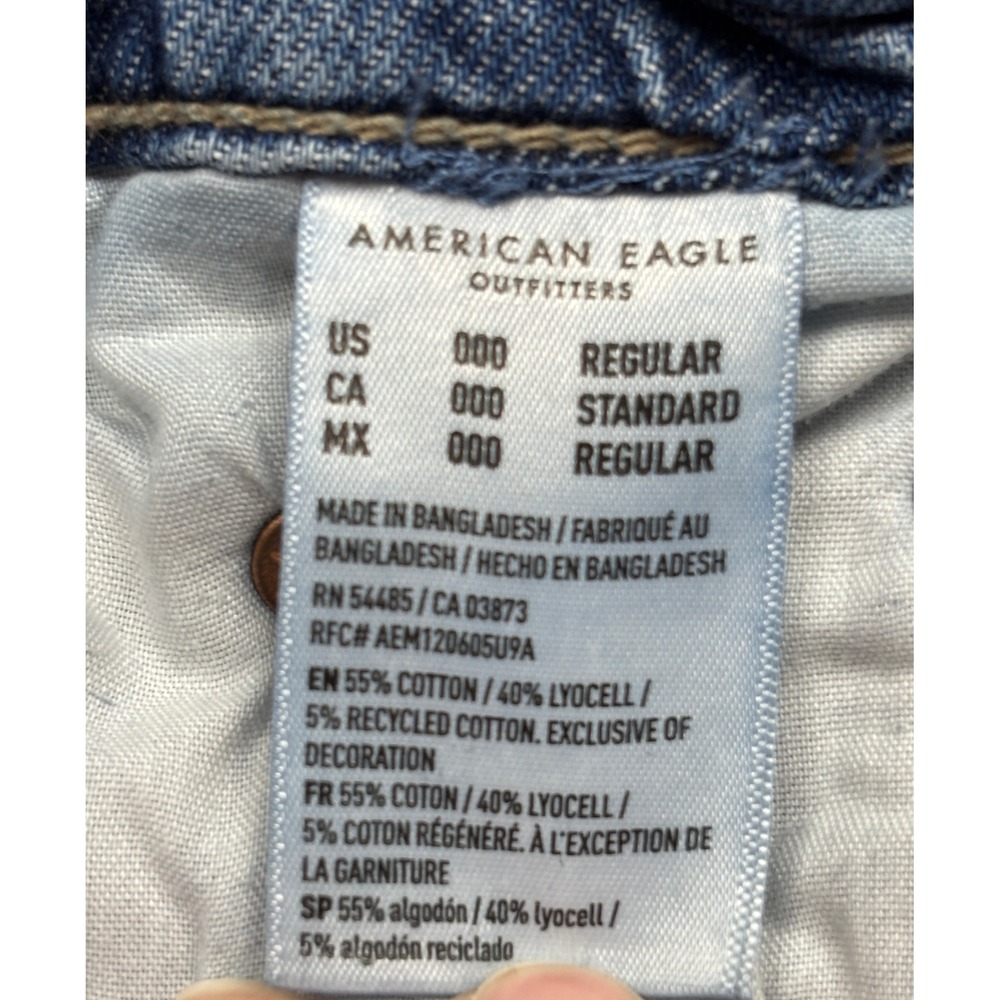 American Eagle Real Good Wide Leg Jeans Light Wash Raw Hem 000 Regular 4226 - Picture 10 of 11